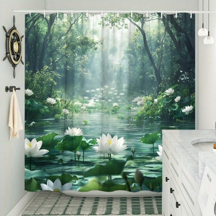 Interior Design Zen - Lotus Forest Shower Curtain Polyester Printed