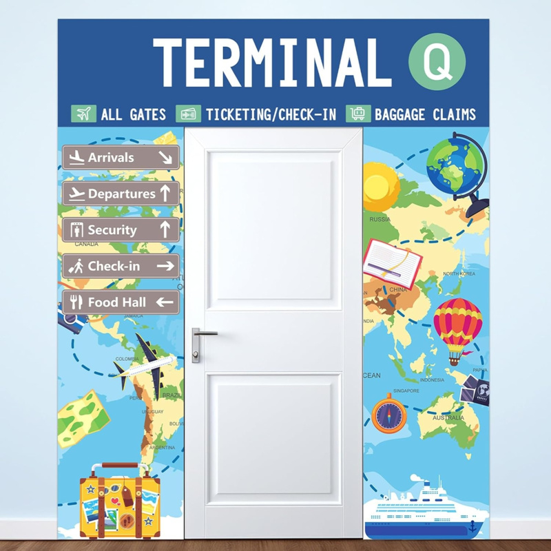 Interior Design School - 2D flat banner 3pc, airport terminal