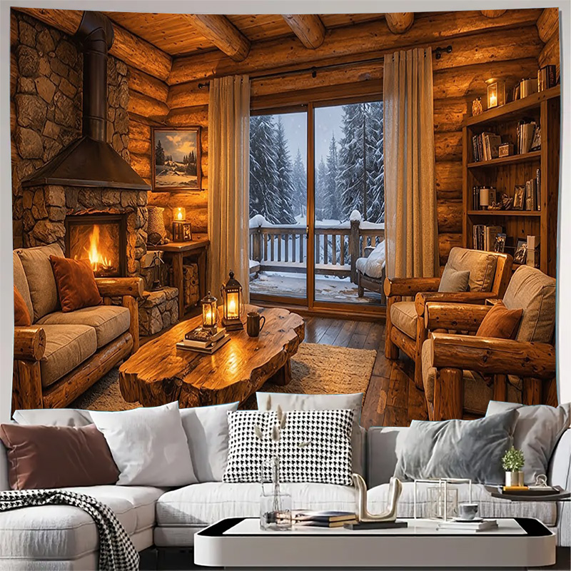 Cozy Wooden Cabin Fireplace In - Interior Design Modern review and price