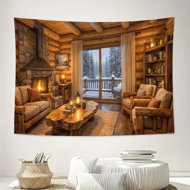 Cozy Wooden Cabin Fireplace In - Interior Design Modern review and price
