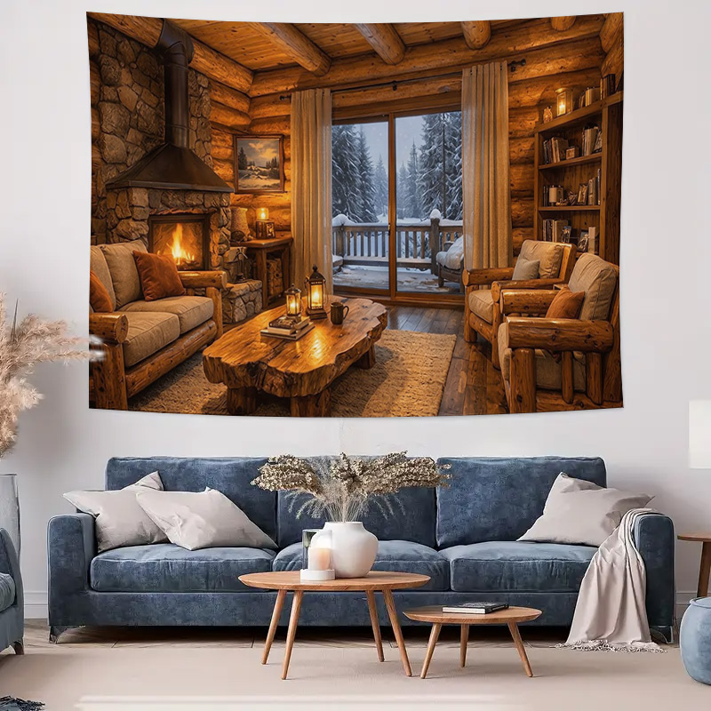Cozy Wooden Cabin Fireplace In - Interior Design Modern review and price
