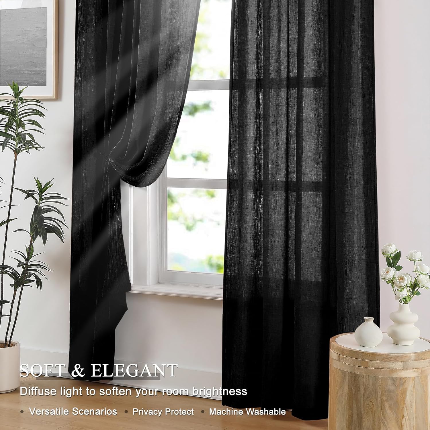 Black Sheer Curtains for Bedro - Linen Roller Blind review and price